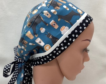 Ponytail Style Surgical Scrub Cap, Chemo Cap, Nurse Hat, Scrub Hat