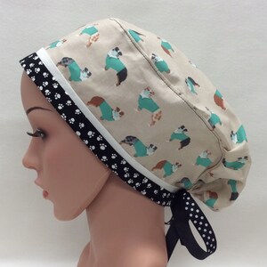 Surgical Scrub Cap, Chemo Cap, Nurse Hat, Scrub Hat, Traditional Tie Style image 3