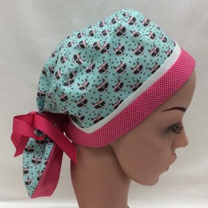 Ponytail Style Surgical Scrub Cap, Chemo Cap, Nurse Hat, Scrub Hat
