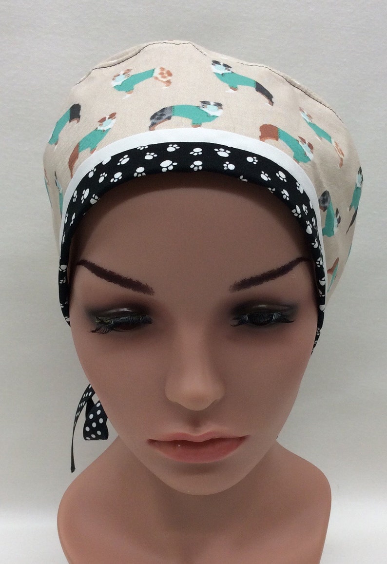 Surgical Scrub Cap, Chemo Cap, Nurse Hat, Scrub Hat, Traditional Tie Style image 2