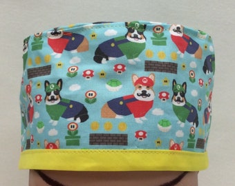 MEN'S Surgical Scrub Cap, Chemo Cap, Nurse Hat, Scrub Hat, Traditional Tie Style. Sm/Med/Lg avail.