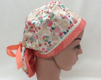 Ponytail Style Surgical Scrub Cap, Chemo Cap, Nurse Hat, Scrub Hat