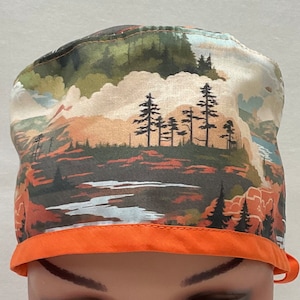 MEN'S Surgical Scrub Cap, Chemo Cap, Nurse Hat, Scrub Hat, Traditional Tie Style. Sm/Med/Lg avail.