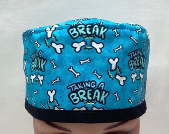 Medium MEN'S Surgical Scrub Cap, Chemo Cap, Nurse Hat, Scrub Hat, Traditional Tie Style. Sm/Med/Lg avail.