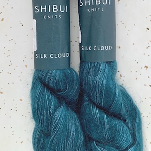 Shibui Knits Silk Cloud in "Cove",  Lot of Two Hanks, Wispy & Ethereal, A Soft and Delicate Lace Weight Yarn, Discontinued