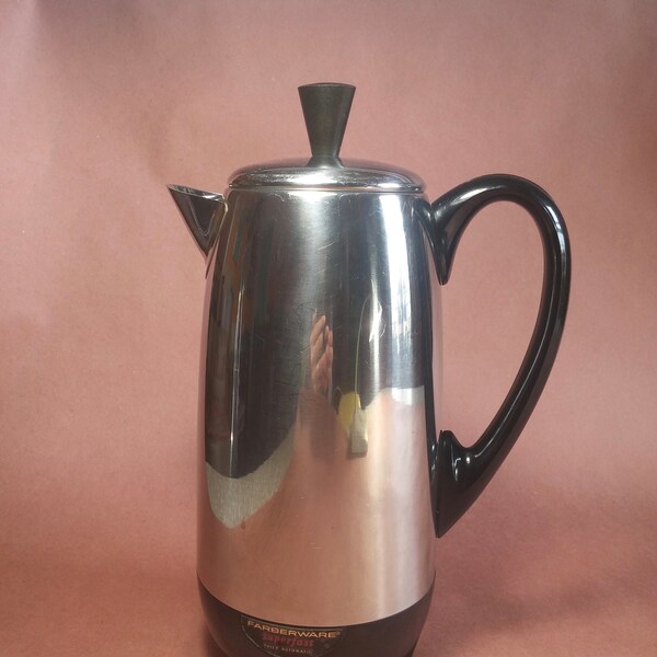 Vintage Farberware Electric Coffee Percolator, Superfast Model 142, Made in the USA, 2-12 Cups, Stainless Steel, MCM Kitchen, Coffee Lovers