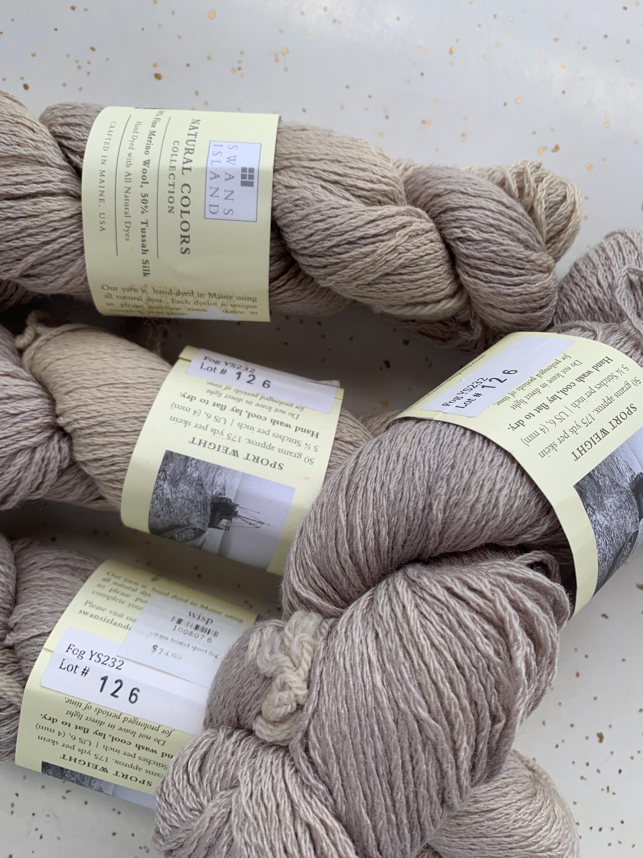 Sharn Wool Swans Island Merino Wool & Tussah Silk Yarn, 4 Hanks in