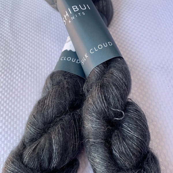 Shibui Knits Silk Cloud Yarn, "Tar", Lot of Two Skeins, Wispy Ethereal Yarn, Soft and Delicate Lace Weight Yarn