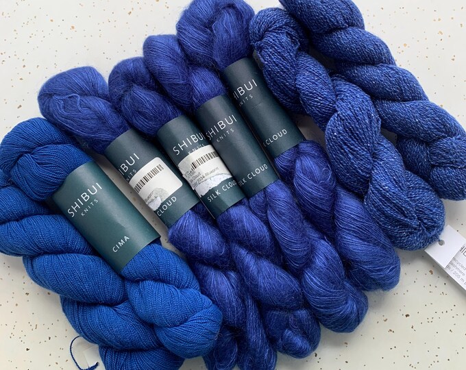 Shibui Knits Yarn Collection in blueprint 8 Color Matched Hanks in 3