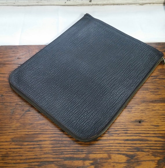 Vintage Leather Portfolio, Document Envelope, Pouc