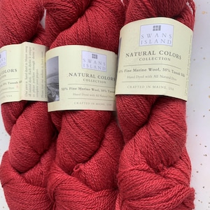 Swans Island Merino Wool & Tussah Silk Yarn, Three Color Matched Hanks from the Natural Colors Collection, Hand Dyed in Maine, Lace Weight