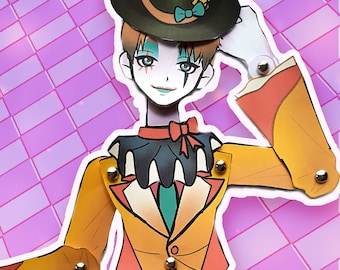 Articulated Circus Clown Jester Paper Doll "The Ringmaster" Digital Download PDF Clowncore
