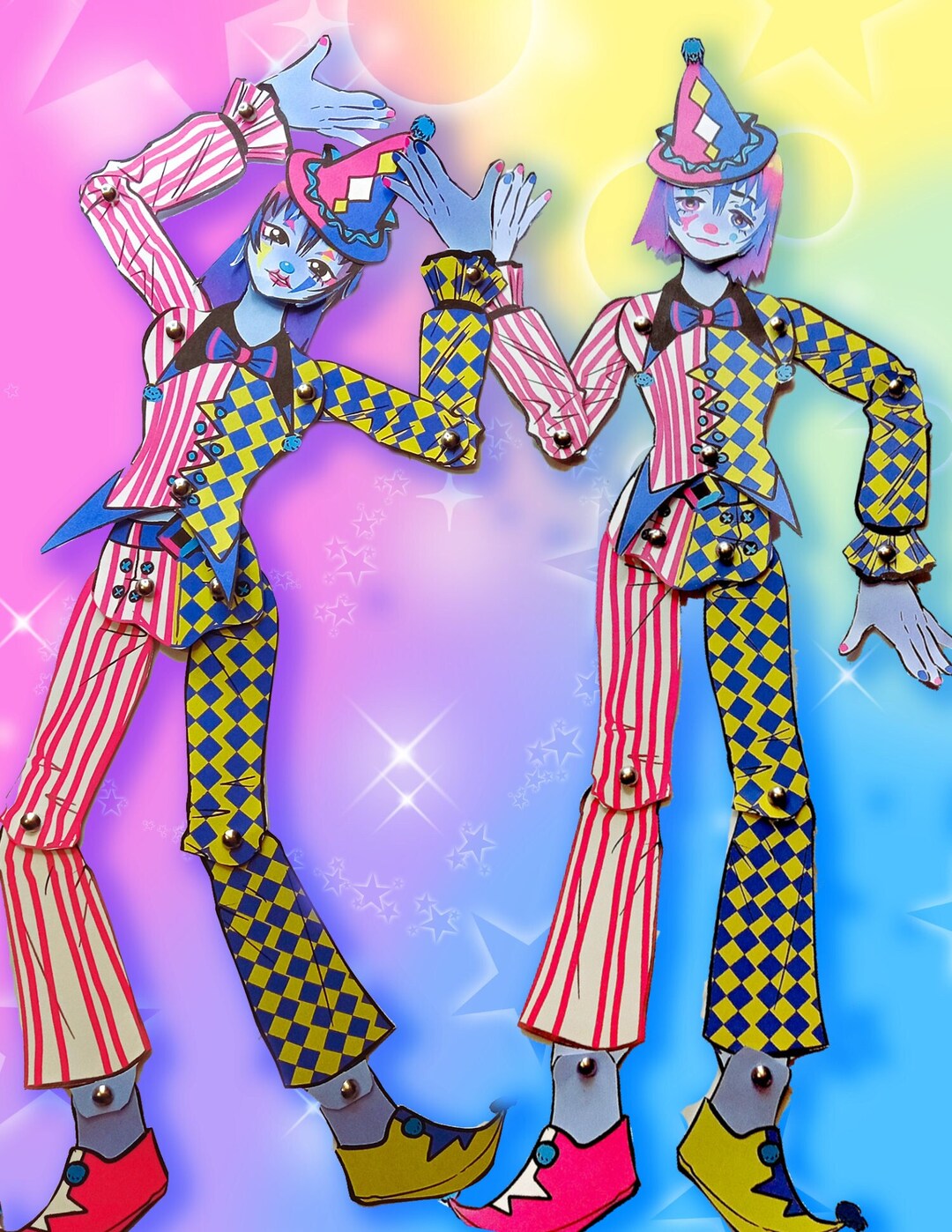 Articulated Clown Jester Paper Dolls 