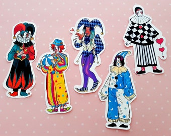 Clown Jester Pierrot Clowncore Stickers Set