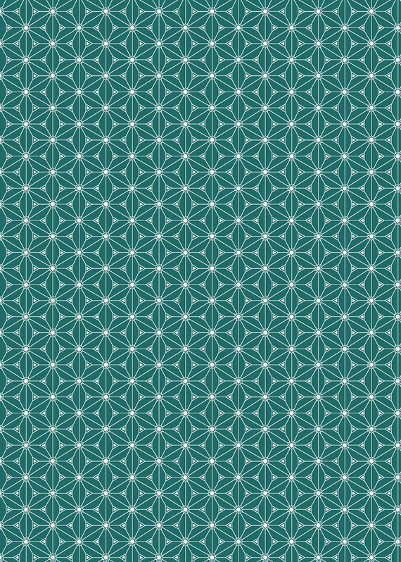 Turquoise Geometric Cotton Fabric