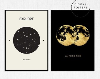 Explore La Dark Hole adult digital moon art posters
