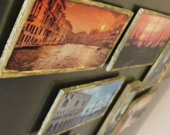 SET of 3 Custom handmade magnets vintage effect-image transfer-Venice view