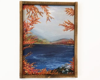 Peinture originale Art Original (art original) Décor d'automne (fr) Peinture de paysage (peinture de paysage) Art du bois (wood Art) Art du Mur (Wall Art) Décoration de la maison Peinture acrylique (peinture acrylique) L'art (art) Décor à la maison