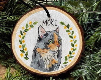 Cat Ornament | Custom Cat Painting | Personalized Cat Art| Cat Portrait | Cat memoir | Custom Pet Ornament | Hand Painted Pet Portrait