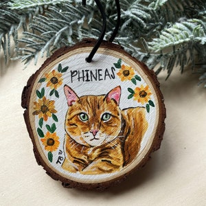 Cat Ornament Custom Cat Painting Personalized Cat Art Cat Portrait Cat memoir Custom Pet Ornament Hand Painted Pet Portrait image 2