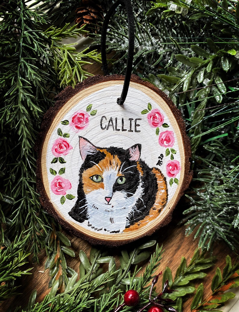 Cat Ornament Custom Cat Painting Personalized Cat Art Cat Portrait Cat memoir Custom Pet Ornament Hand Painted Pet Portrait image 5