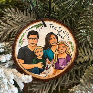 Custom Family Portrait Ornament | Hand Painted Portrait | Custom Christmas Ornament | Family Christmas Ornament | Painted Family Ornament