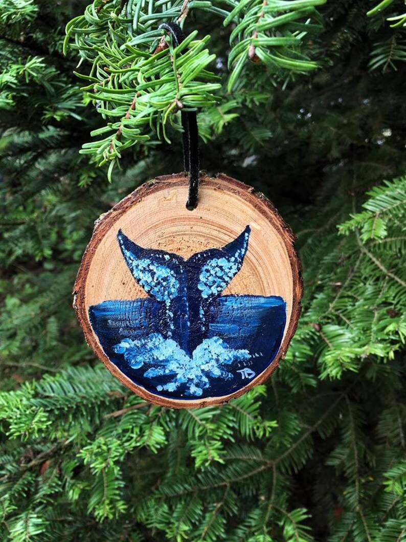 Hand Painted Whale Tale Ornament image 1