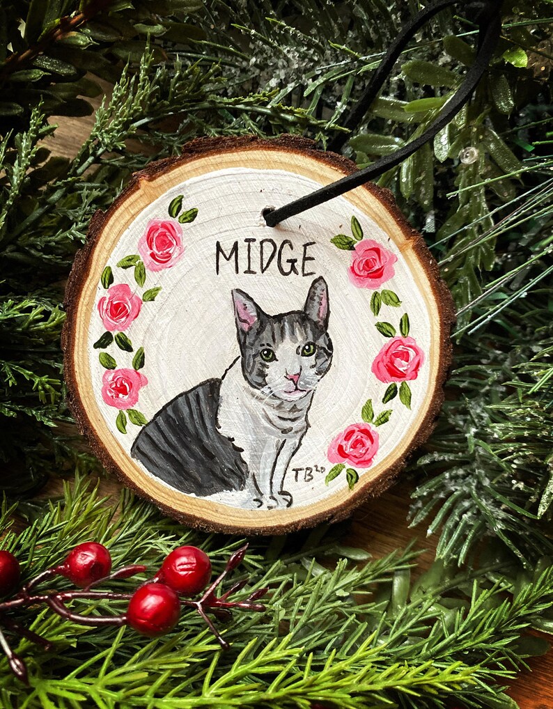 Cat Ornament Custom Cat Painting Personalized Cat Art Cat Portrait Cat memoir Custom Pet Ornament Hand Painted Pet Portrait image 3