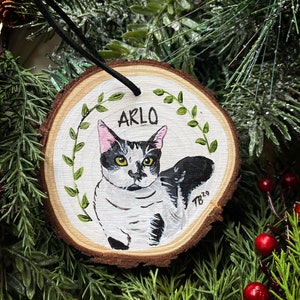 Cat Ornament Custom Cat Painting Personalized Cat Art Cat Portrait Cat memoir Custom Pet Ornament Hand Painted Pet Portrait image 4