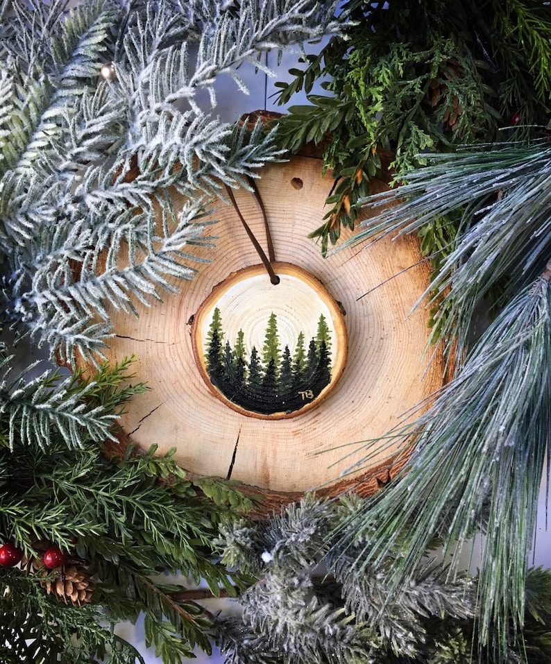 Wood Ornament Wood Slice Ornament Ornament Christmas Ornament Christmas Decor Christmas Decoration Rustic OrnamentHand Painted image 2