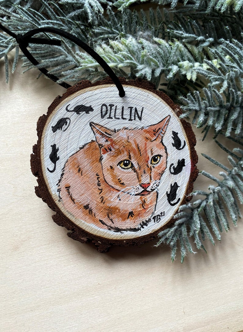 Cat Ornament Custom Cat Painting Personalized Cat Art Cat Portrait Cat memoir Custom Pet Ornament Hand Painted Pet Portrait image 6