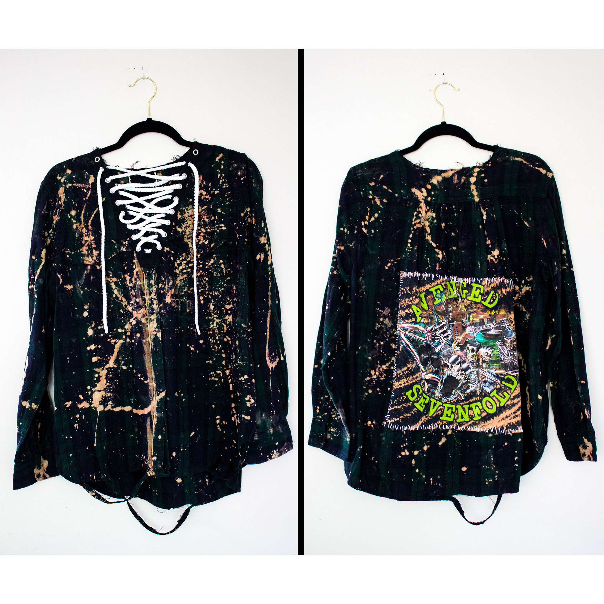 Rock Band Flannel Custom Flannel Bleached Flannel Band Etsy