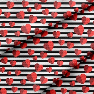 Bullet Knit Fabric, Valentines, Red Heart, Valentine Pink Hearts, Red Plaids Fabric, Red Checkers, 5&quot; x 58&quot; Bullet Strip (PD-VL9)