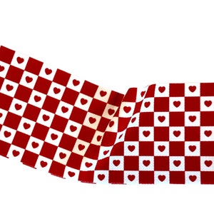 Bullet Knit Fabric, Valentines, Red Heart, Valentine Red Plaids, Red Plaids Fabric, Red Checkers, 5&quot; x 58&quot; (PD-VL3)