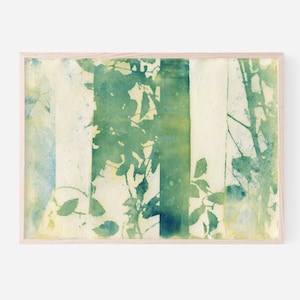 Botanical Wall Art, LEAVES AND LAYERS, Cyanotype Art, Wet Cyanotype, Fine Art Giclee, Nature Inspired Art For Framing, Green Wall Art