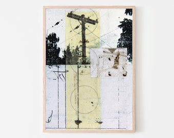 Collage Art Print, POWER LINES, Art For Walls, Prints For Framing, Boho Decor Wall Art Collages