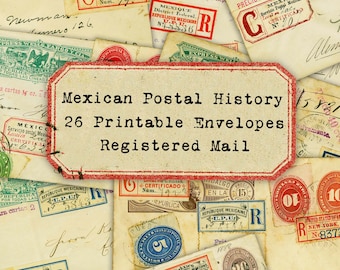 Printable Mexican Postal History Digital Registered Mail Envelopes Junk Journal Ephemera Travel Souvenirs Collage Art Journal