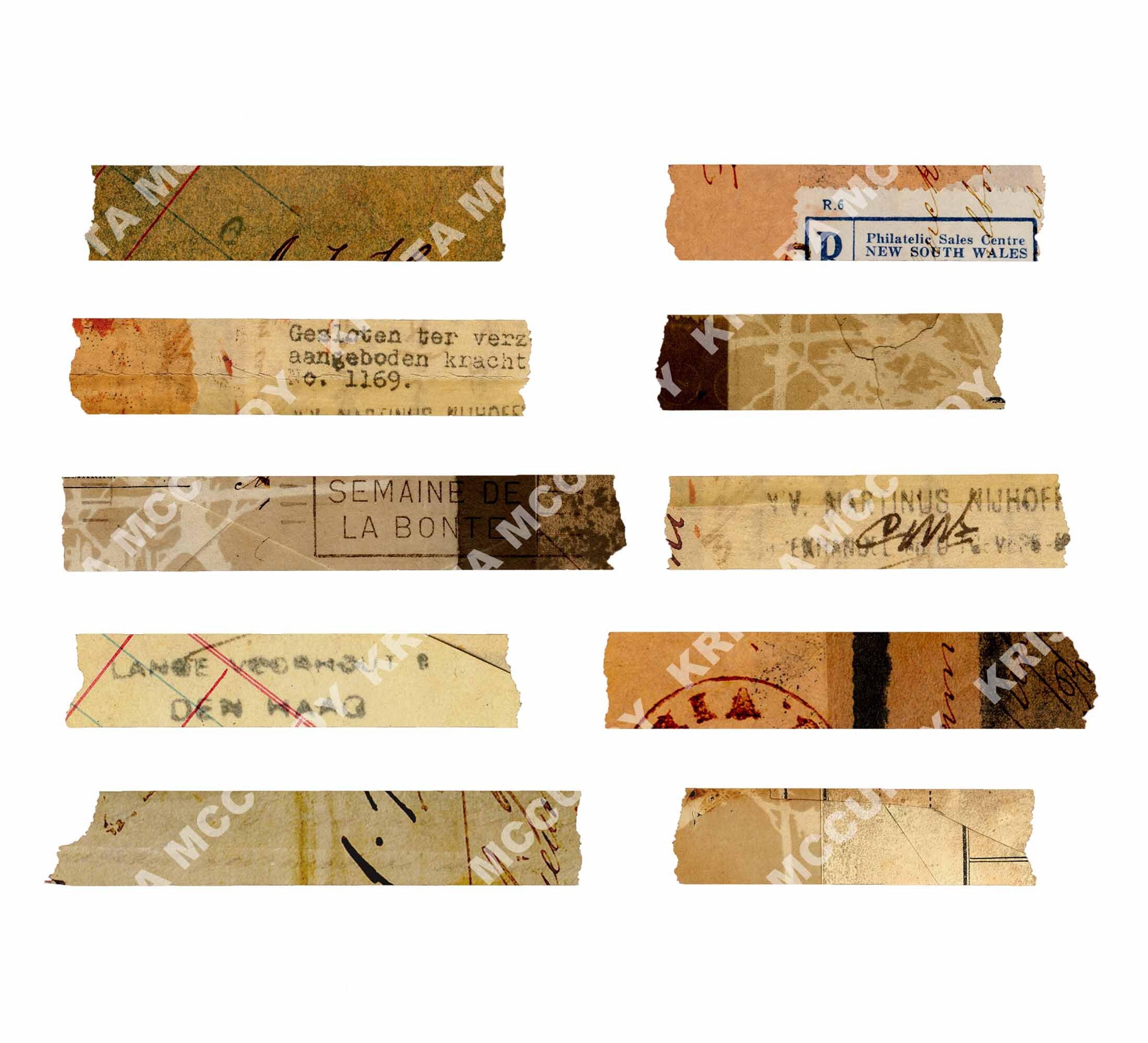 Digital Washi Tape, Printable Washi Strips, Collage Rip Strips Junk ...