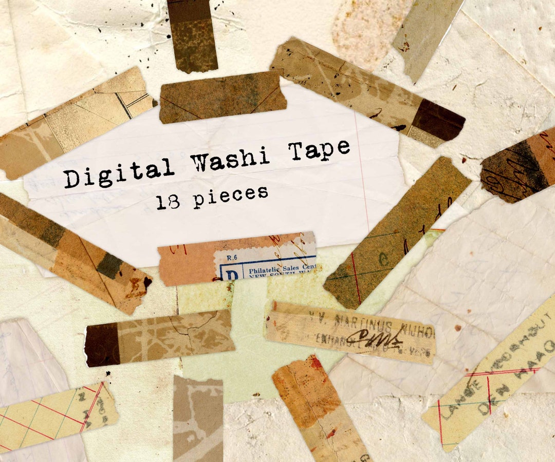 Digital Washi Tape, Printable Washi Strips, Collage Rip Strips Junk