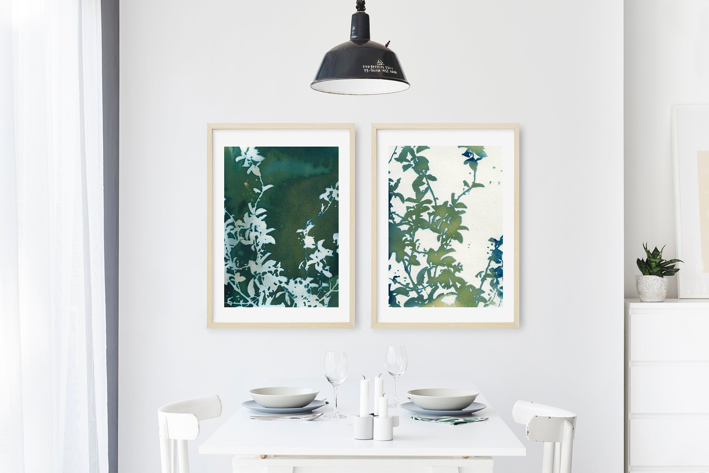Set of 2 Botanical Art Prints, Printable Wall Art, Floral Digital ...
