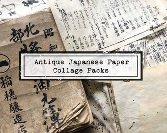 Antique Japanese Calligraphy Daifukucho Woodblock Printed Washi Book Pages Collage Packs Junk Journal Ephemera Japanese Accounting Books