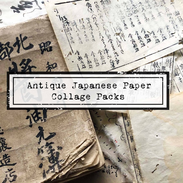 Antique Japanese Calligraphy Daifukucho Woodblock Printed Washi Book Pages Collage Packs Junk Journal Ephemera Japanese Accounting Books