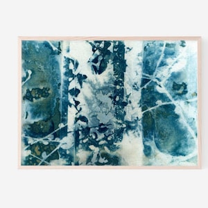 Cyanotype Botanical Art Print WINDOWPANE Wet Cyanotype Gallery Wall Home Decor Blue White Coastal Style Bohemian Eclectic
