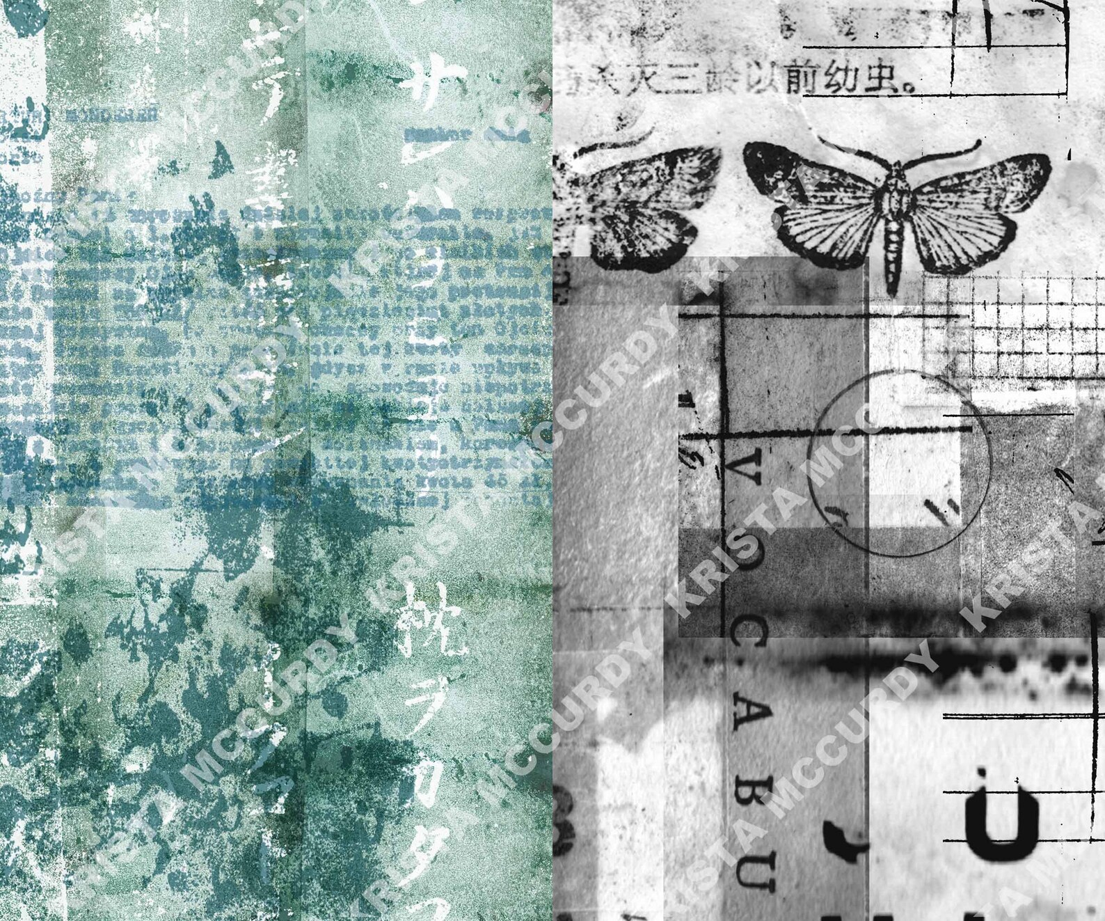 Digital Collage Sheets, Digital Paper Bundle Printable Grunge ...