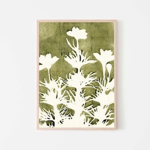 Bold Botanical Printable Wall Art, BIDENS IN BLOOM Monoprint Instant Download, Gallery Wall, Boho Modern Art To Print At Home, Floral Print