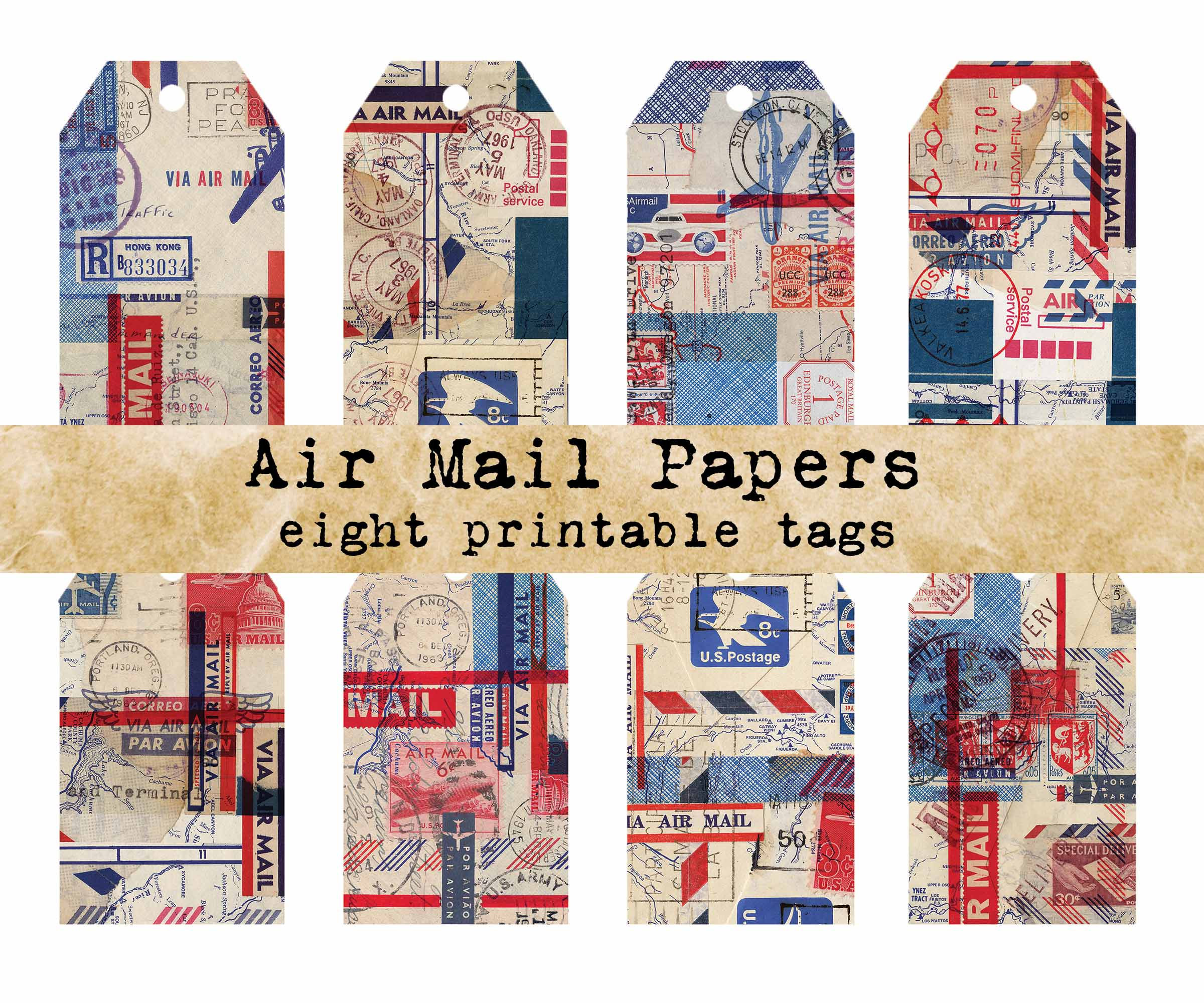 Mail. Tag Pic Printable Collage Ephemera Tags Air Mail Papers Labels Junk Journal Add ...
