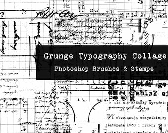 Grunge Typography Collage Photoshop Brushes & PNGs Digital Art Journaling Junk Journal Scrapbook Clip Art