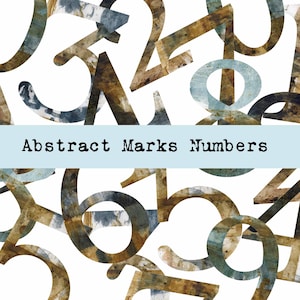 May include: Abstract Marks Numbers is a graphic design with a white background and overlapping numbers in shades of brown, blue, and white.