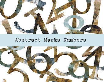Printable Numbers Abstract Marks, Grunge Paper, Junk Journal Add On, Instant Download Clip Art, Scrapbook, Collage Sheet, Ephemera