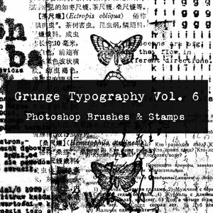 Grunge Typography Vol. 6 Photoshop Brushes & PNGs Digital Art Journaling Junk Journal Scrapbook Clip Art Mixed Media Calligraphy